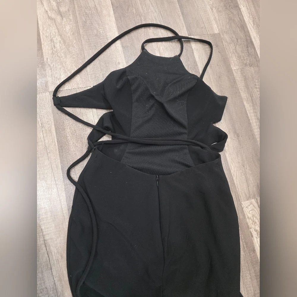 GB Black Mermaid Gown Cut Out Tie Back 3 Prom Wedding Formal Stunning Y2k